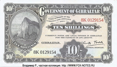 Currency Note. 10 Shillings = 50 Pens. Ordinance 1934. "Celebration of World Tourism in 2018" 
