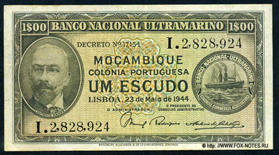 Португальская Восточная Африка. Banco Nacional Ultramarino. Выпуск 1944-1947.