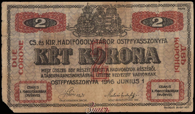 K. u K. Krigwsgefangenlager Ostffyasszonyfa 2 Kronen 1916