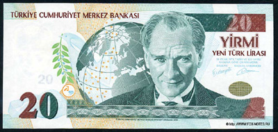 Турция 20 новых лир 2005