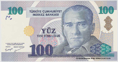 Турция 100 новых лир 2005