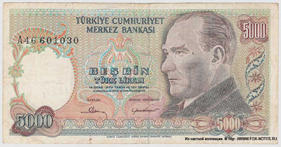 Banknotlari 5000 Türk Lirasi 1970.  I. (1981)
