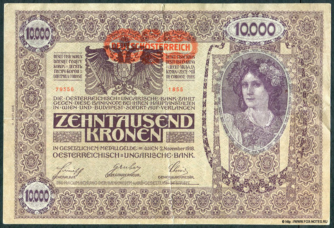 Oesterreichisch-ungarische Bank 10000 Kronen 1918