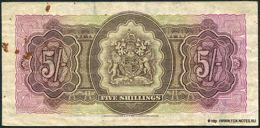 Bermuda Government. 5 shillings. 1st Mai 1957.