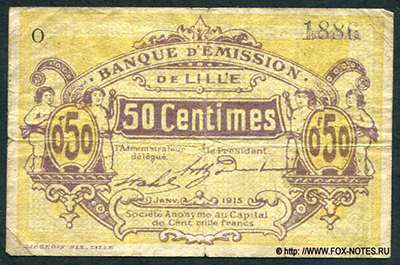 Banque d'émission de Lille 50 centimes 1915