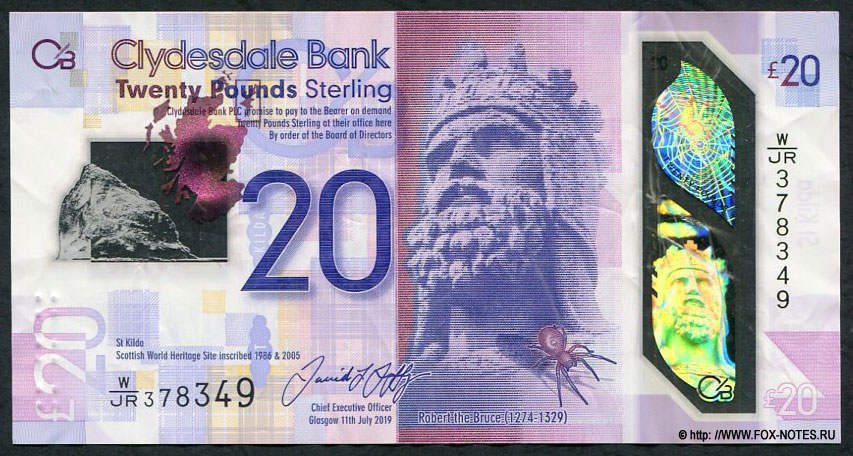  Clydesdale Bank 20 pounds 2019