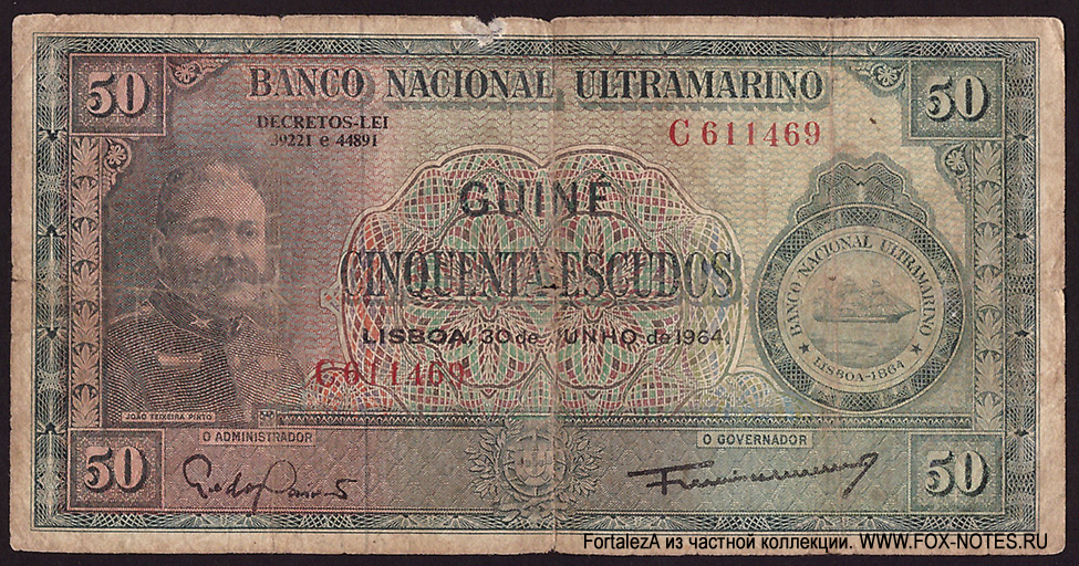 Banco Nacional Ultramarino Guiné 50 escudos 1964