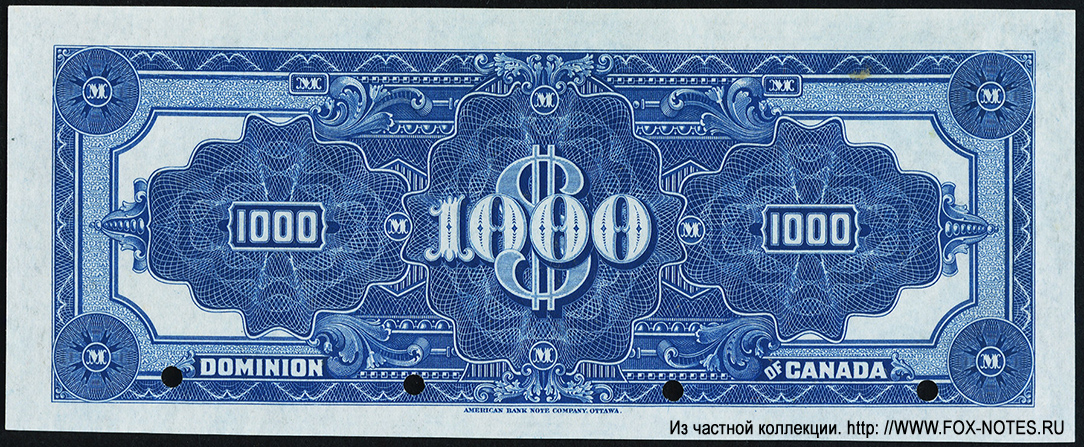 Dominion of Canada 1000 dollars 1911 SPECIMEN