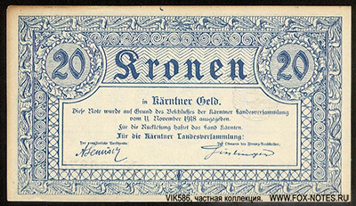 Kärnten Landesregierun 20 Kronen 1918
