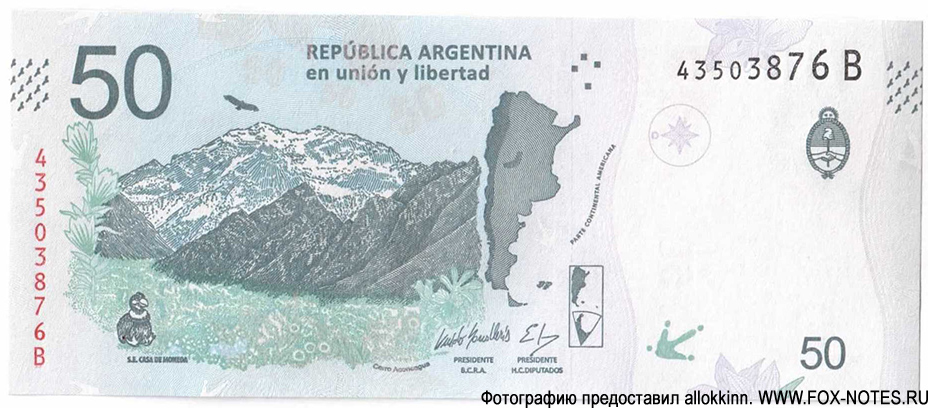 Banco Central de la República Argentina.  . 50   2016 Animales autóctonos de Argentina.