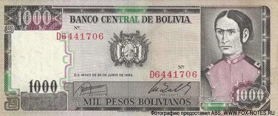 . Banco Central de Bolivia. 1000   1982