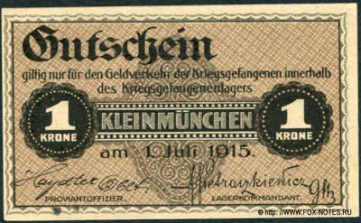 Kriegsgefangenenlager Kleinmünchen 1 Krone 1915