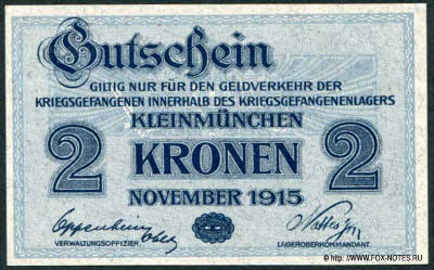 Kriegsgefangenenlager Kleinmünchen 2 Kronen 1915