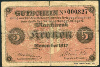 K. u K. Kriegsgefangenenlager Marchtrenk 5 Kronen 1917