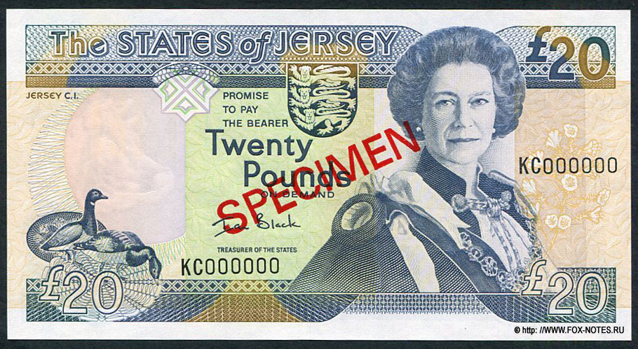 Джерси 20 фунтов — ND(2000). SPECIMEN (Образец). KC000000