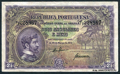 República Portuguesa Govêrno geral de Angola 2 1/2 Anolares e meio 28 de Março de 1942. 