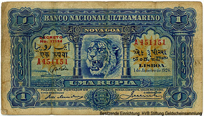 Banco Nacional Ultramarino - Índia Portuguesa 1 rupia 1924