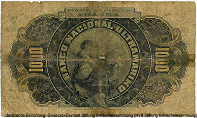   . Banco Nacional Ultramarino - LOANDA. 1000 reis 1909.