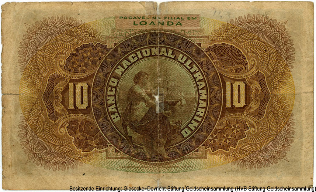Banco Nacional Ultramarino - LOANDA. 10 mil reis 1 de MARÇO de 1909. 