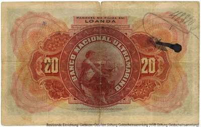 Banco Nacional Ultramarino 20 milreis LISBOA. 1 de MARÇO de 1909.
