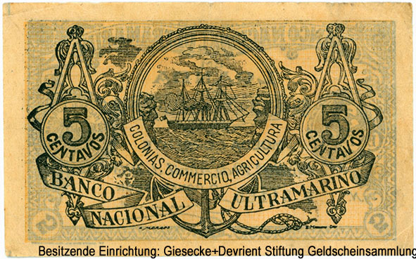 Banco Nacional Ultramarino em Loanda 5 centavos. LISBOA, 19 de Abril de 1918.