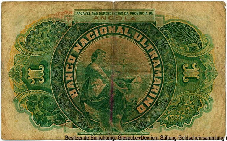 Banco Nacional Ultramarino - PROVINCIA DE ANCOLA. 1 escudo 1 de Janeiro de 1921.