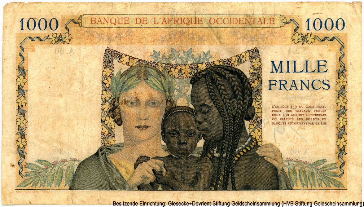 Billet de la Banque de l'Afrique Occidentale 1000 francs Emission 1937 - 1945