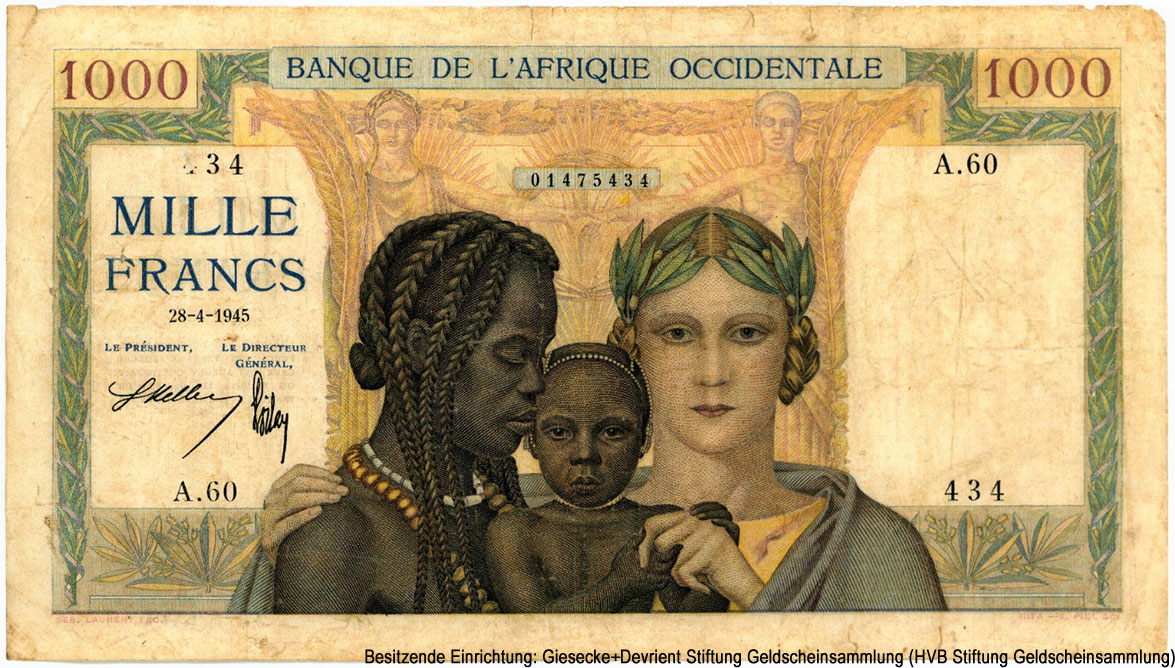 Billet de la Banque de l'Afrique Occidentale 1000 francs Emission 1937 - 1945