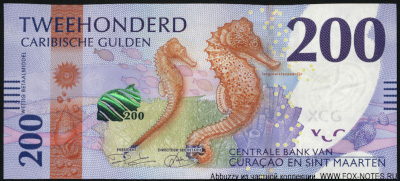 Centrale Bank van Curaçao en Sint Maarten. Bankbiljet 200 Caribische Gulden 31 maart 2025.