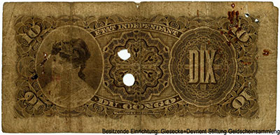 État indépendant du Congo 10 francs 1896