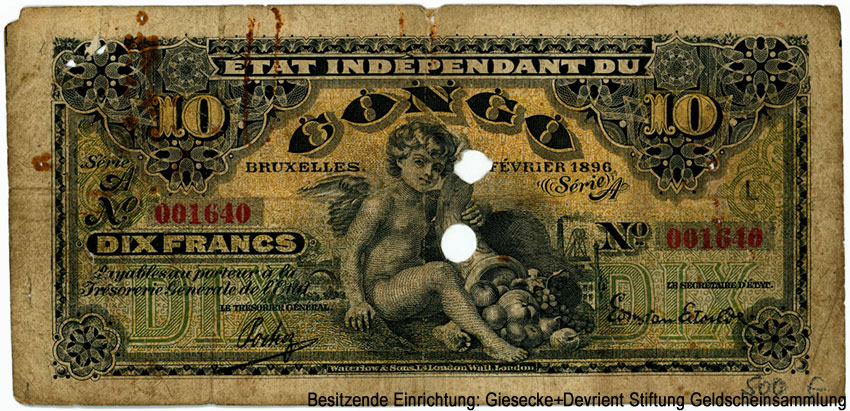 État indépendant du Congo 10 francs 1896