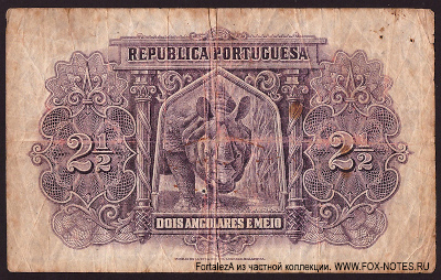 Provincia de Angola - Junta da Moeda. 2 1/2 angolares 1926