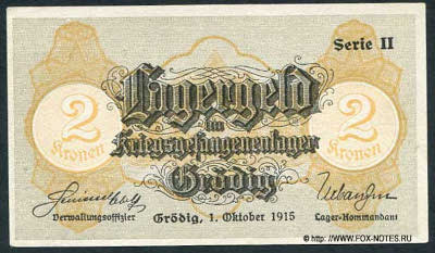 Lagergeld in Kriegsgefangenenlager Grödig 2 Kronen 1915