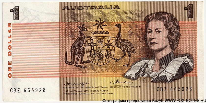 Reserve Bank of Australia 1 dollar 1976 H. M. Knight F. H. Wheeler