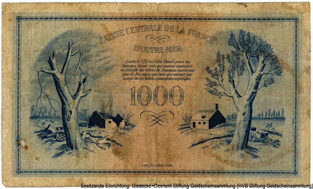 Французская Экваториальная Африка 1000 франков 1944