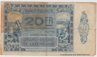 Grand-duche de Luxembourg. Bon de Caisse. 20 Francs. 1929