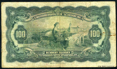 Grand-duche de Luxembourg. Bon de Caisse. 100 Francs. 1929