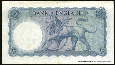 Bank of England 5 pounds 1957 Bank of England