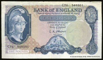 Bank of England 5 pounds 1957 Bank of England