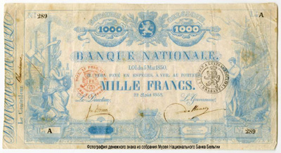 Banque Nationale de Belgique 1000 francs 1853