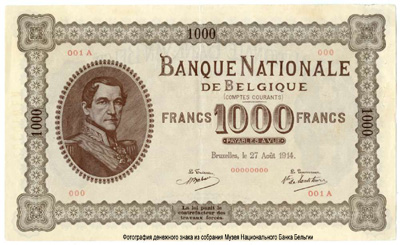 Banque Nationale de Belgique 1000 francs 1914 Comptes Courants