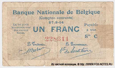 Banque Nationale de Belgique 1 franc 1914 Completes Courants