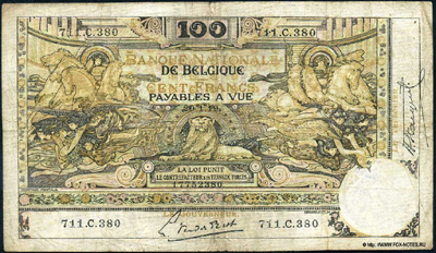 Бельгия 100 франков 1919