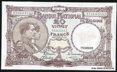 Billet Banque Nationale de Belgique 20 Francs. 1944