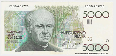Бельгия 5000 франков 1982 банкнота