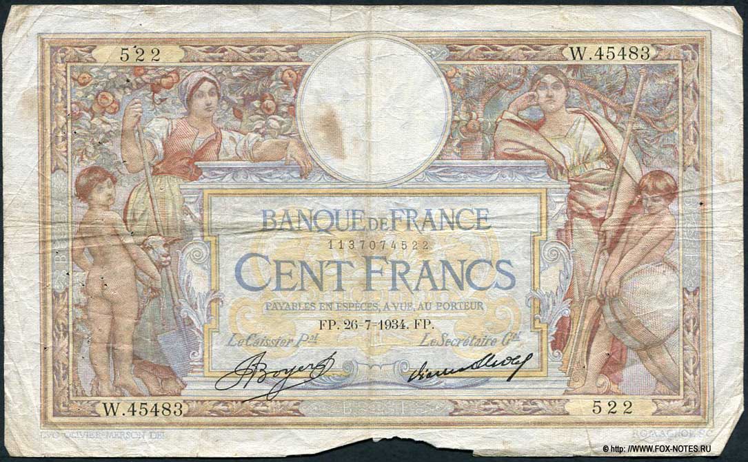  Banque de France 100  1934