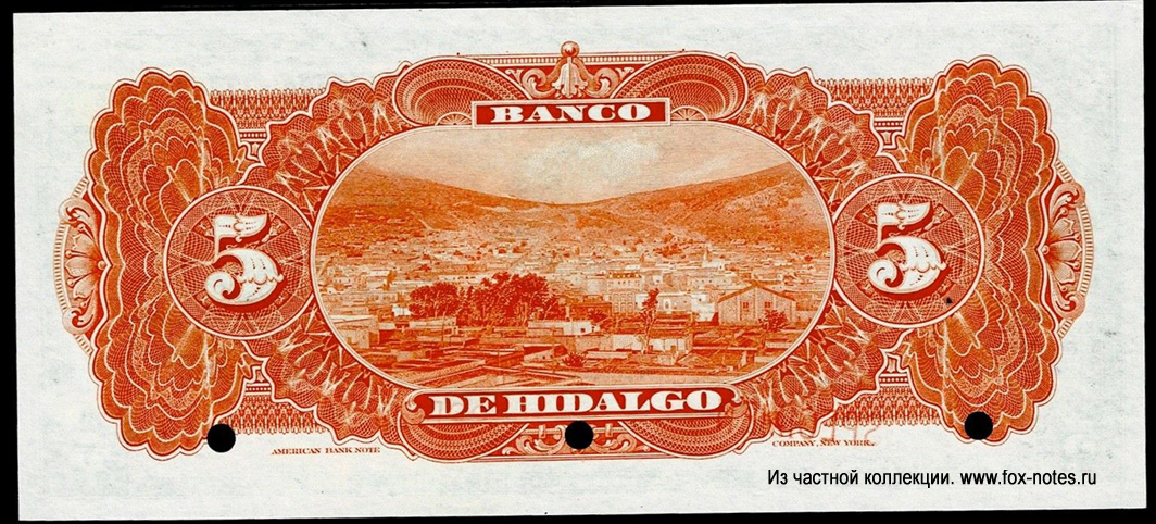 Banco de Hidalgo 5 pesos 1902