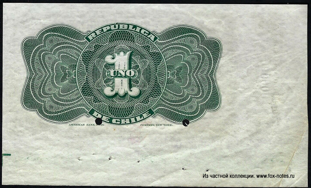 República de Chile 1 Peso 1899 SPECIMEN