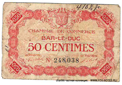 Chambre de Commerce Bar-Le-Duc 50 centimes 1922