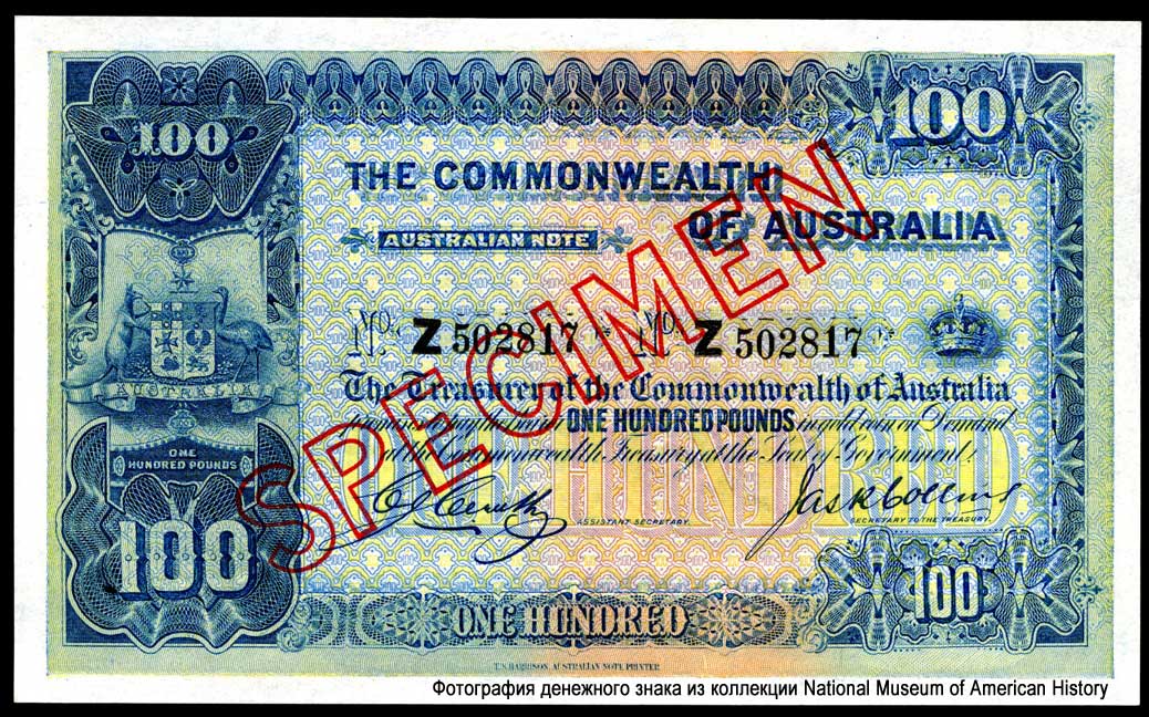   COMMONWEALTH OF AUSTRALIA TREASURY NOTES 100  1918